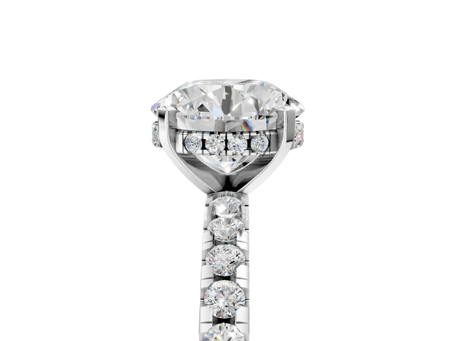 White gold Marquise Diamond Engagement Ring with Round Side Stones and Prong Setting