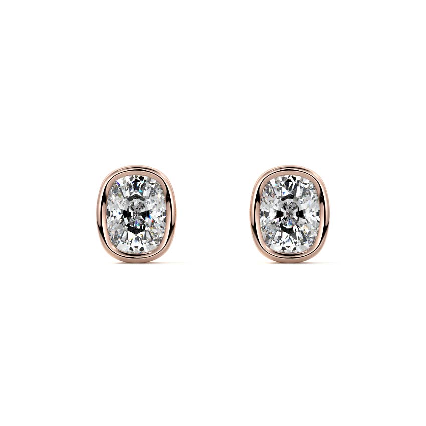 Bezel Diamond Stud Earrings