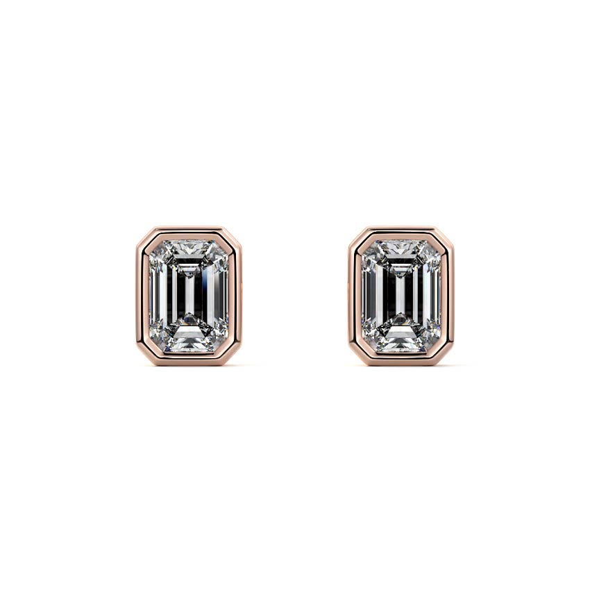 Bezel Diamond Stud Earrings