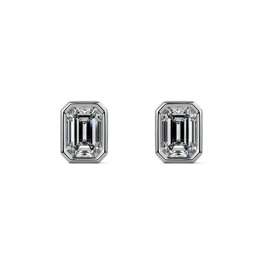Bezel Diamond Stud Earrings
