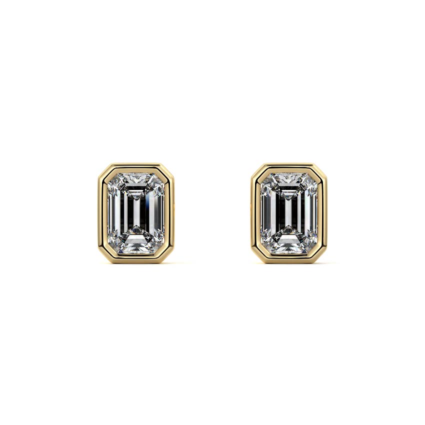 Bezel Diamond Stud Earrings