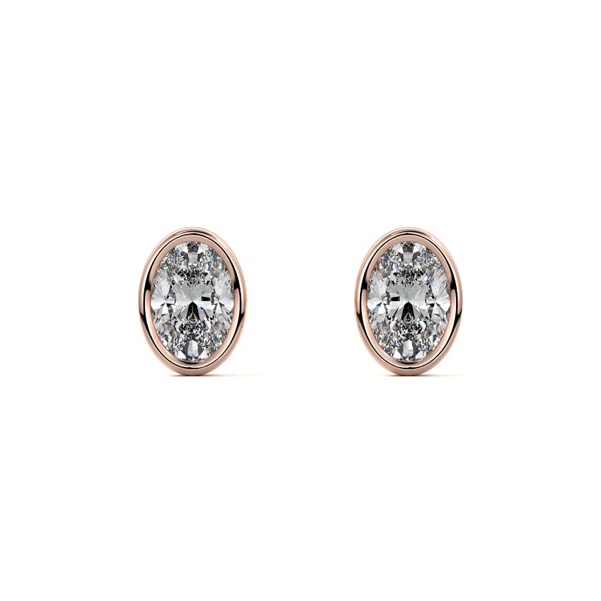Bezel Diamond Stud Earrings