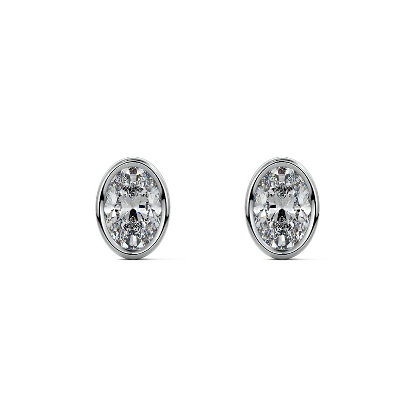 Bezel Diamond Stud Earrings