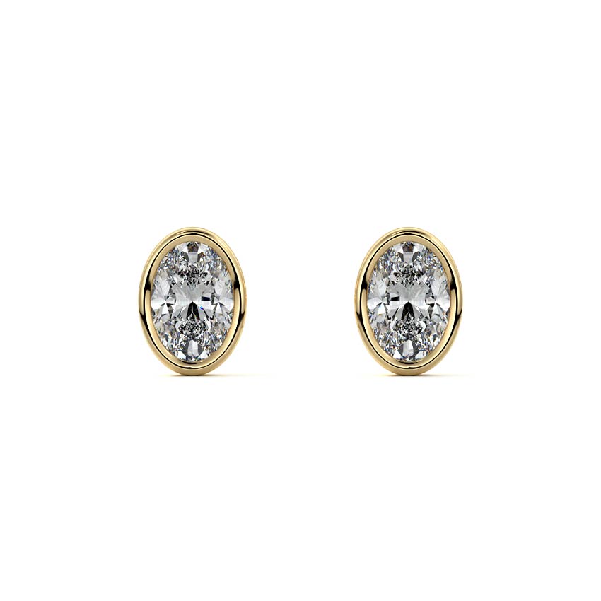 Bezel Diamond Stud Earrings