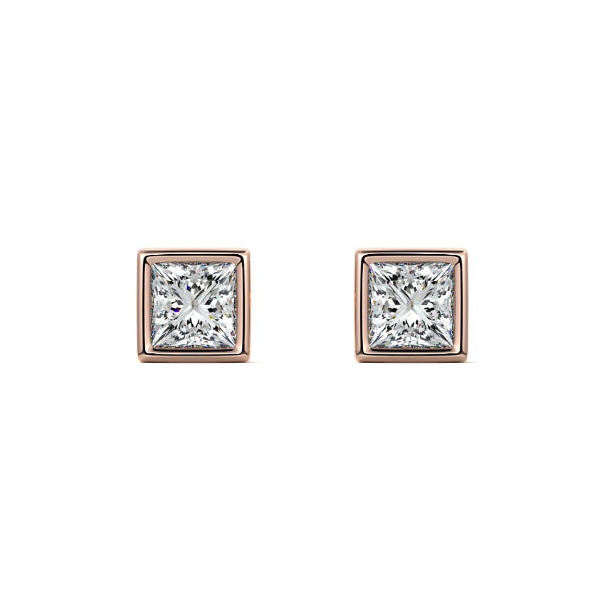 Bezel Diamond Stud Earrings