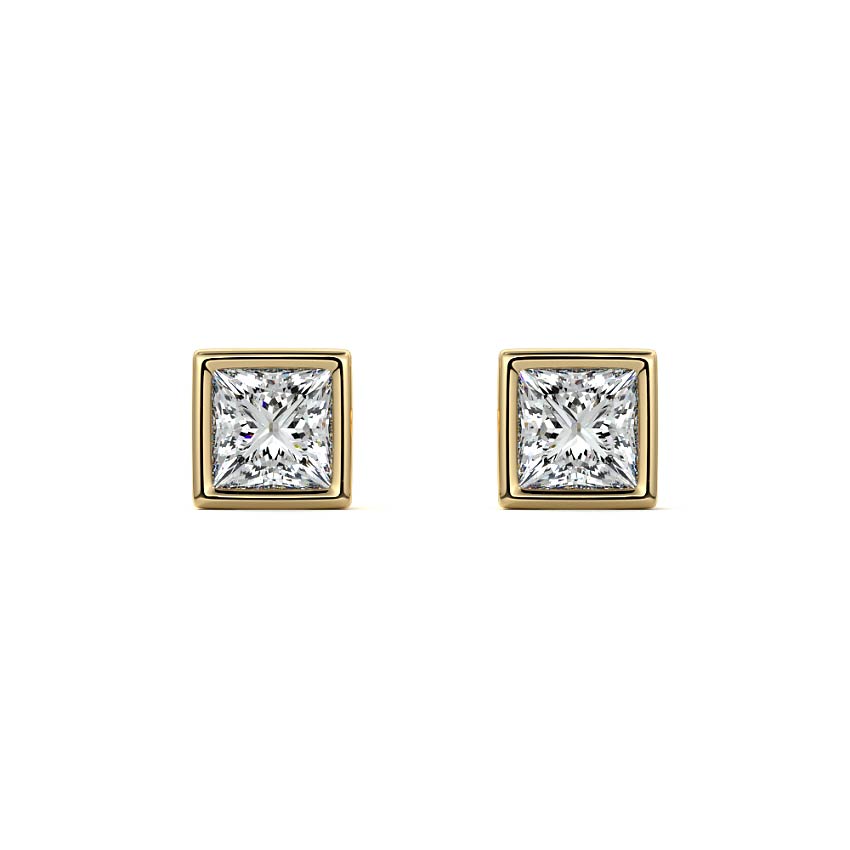 Bezel Diamond Stud Earrings