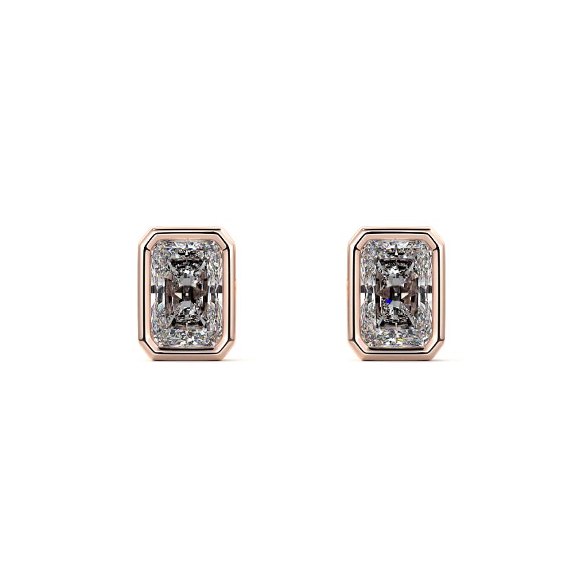 Bezel Diamond Stud Earrings