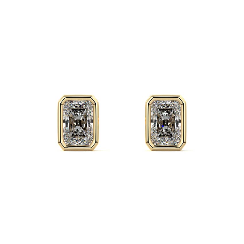 Bezel Diamond Stud Earrings