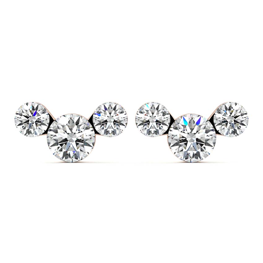 Sparkling Trio Diamond Stud Earrings