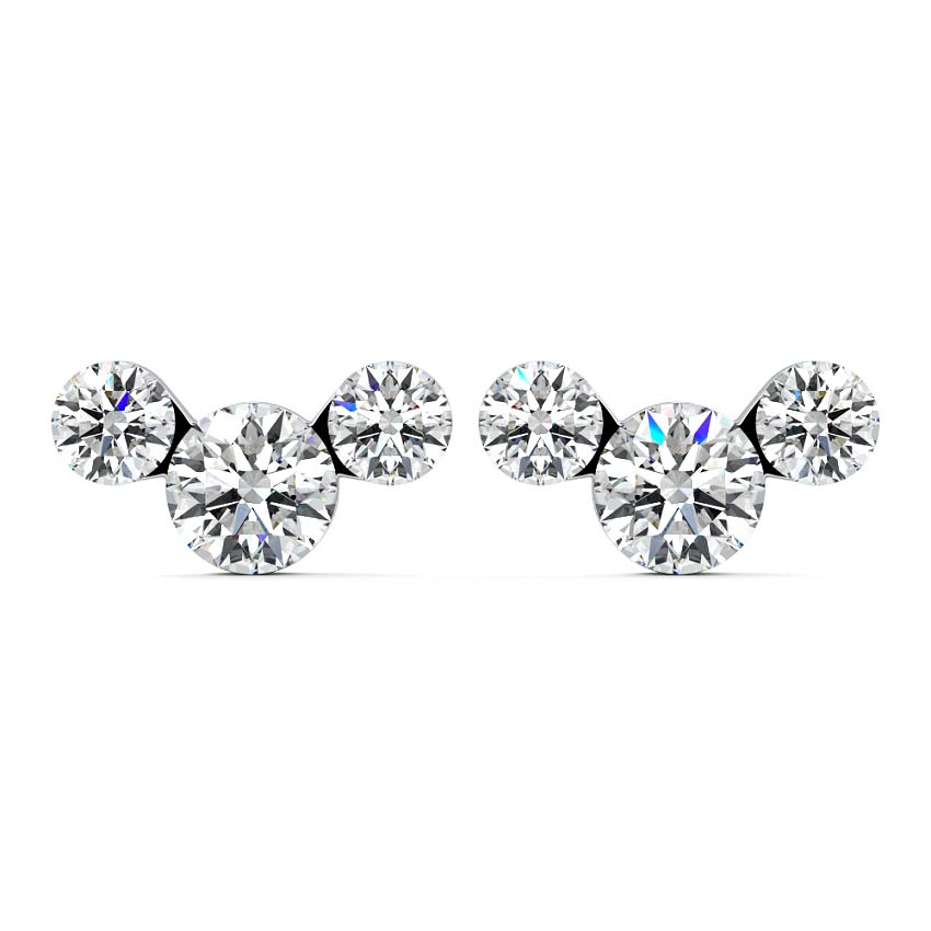 Sparkling Trio Diamond Stud Earrings