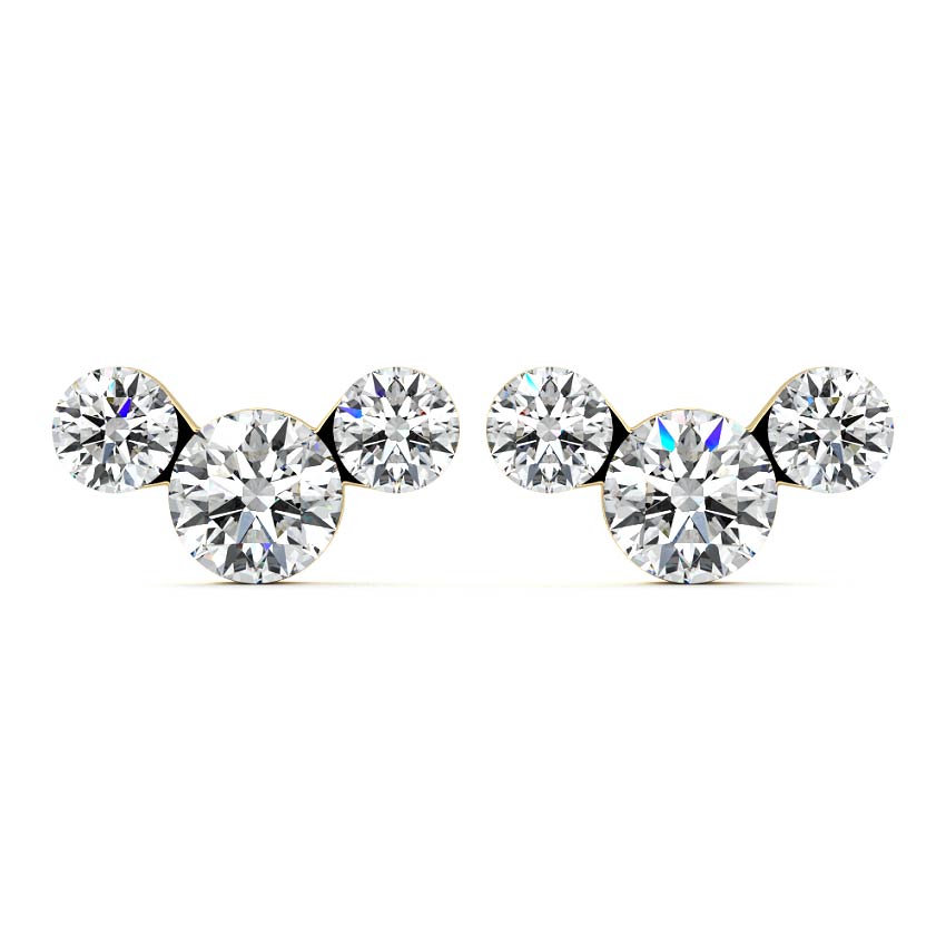 Sparkling Trio Diamond Stud Earrings