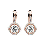 Round Drop Halo Earrings