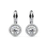 Round Drop Halo Earrings