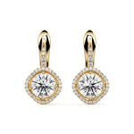 Round Drop Halo Earrings