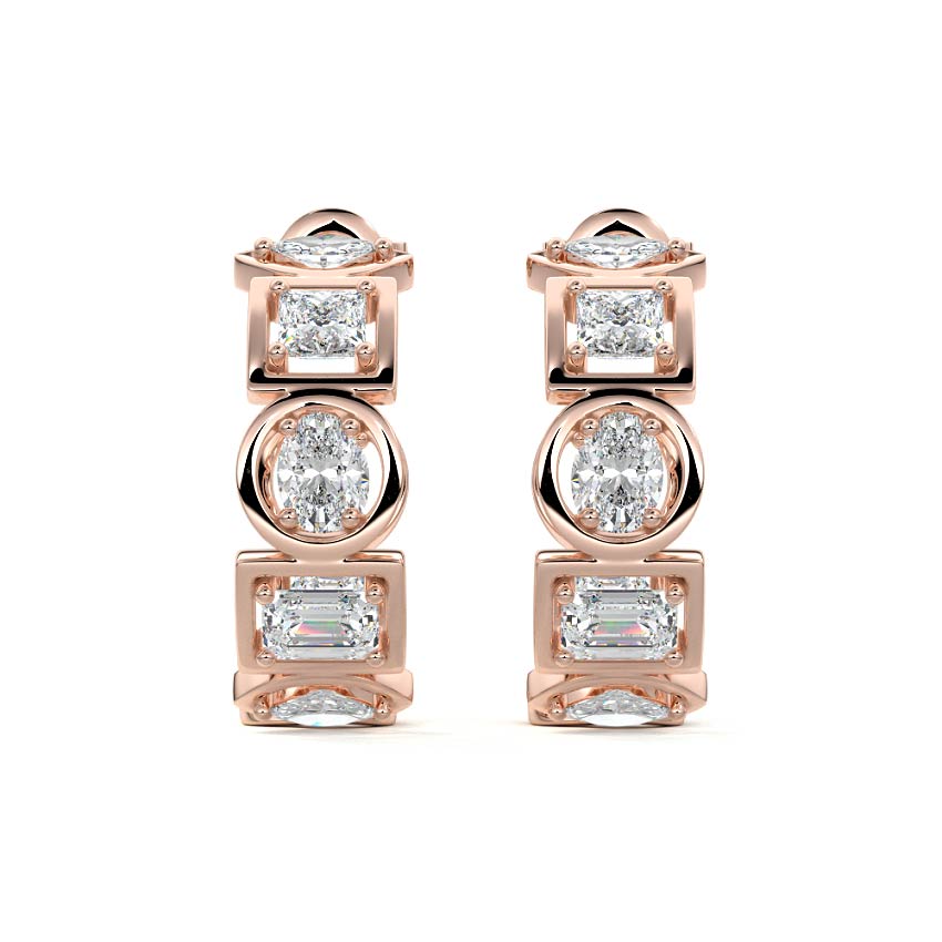 Multi Shape Bezel Hoop Earrings