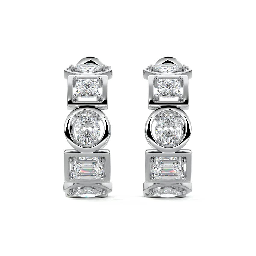 Multi Shape Bezel Hoop Earrings