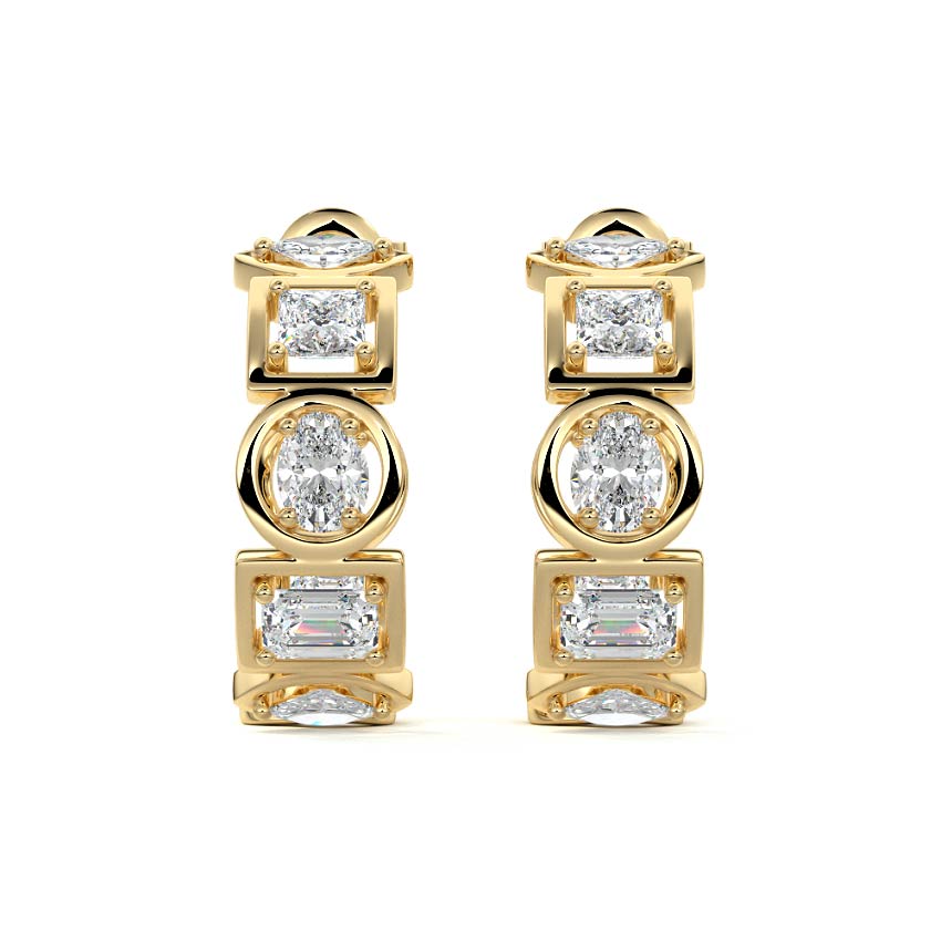 Multi Shape Bezel Hoop Earrings