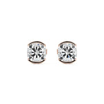 Half Bezel Diamond Stud Earrings