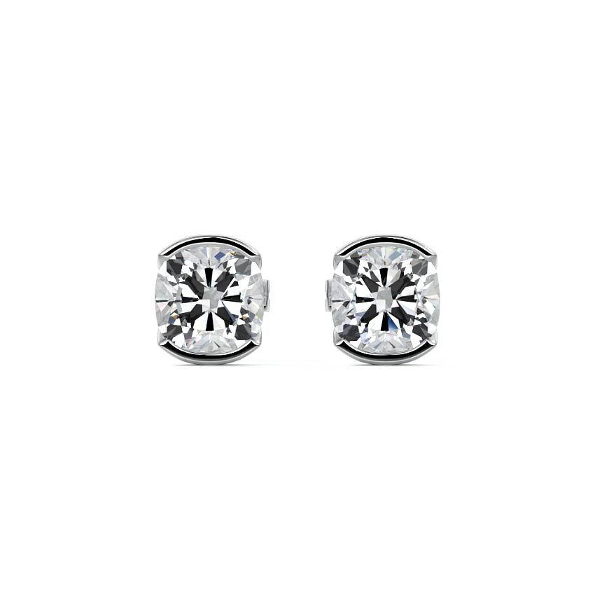 Half Bezel Diamond Stud Earrings