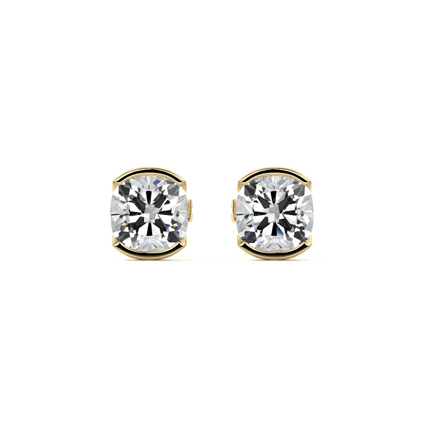 Half Bezel Diamond Stud Earrings