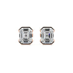 Half Bezel Diamond Stud Earrings