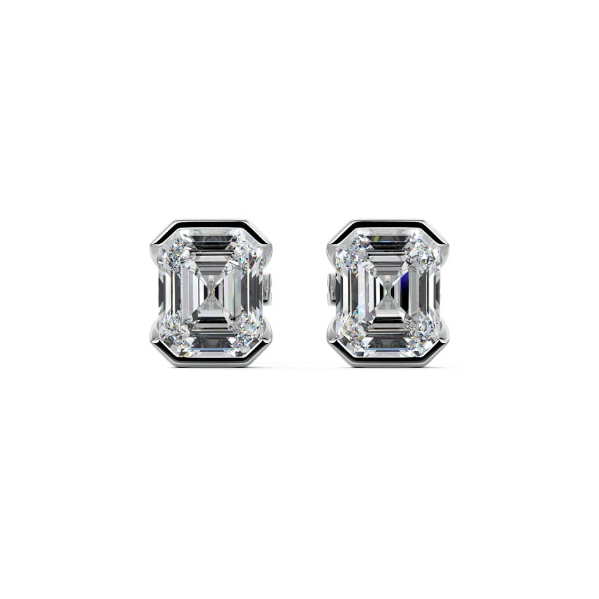 Half Bezel Diamond Stud Earrings