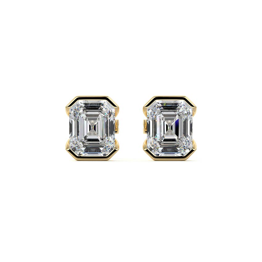 Half Bezel Diamond Stud Earrings