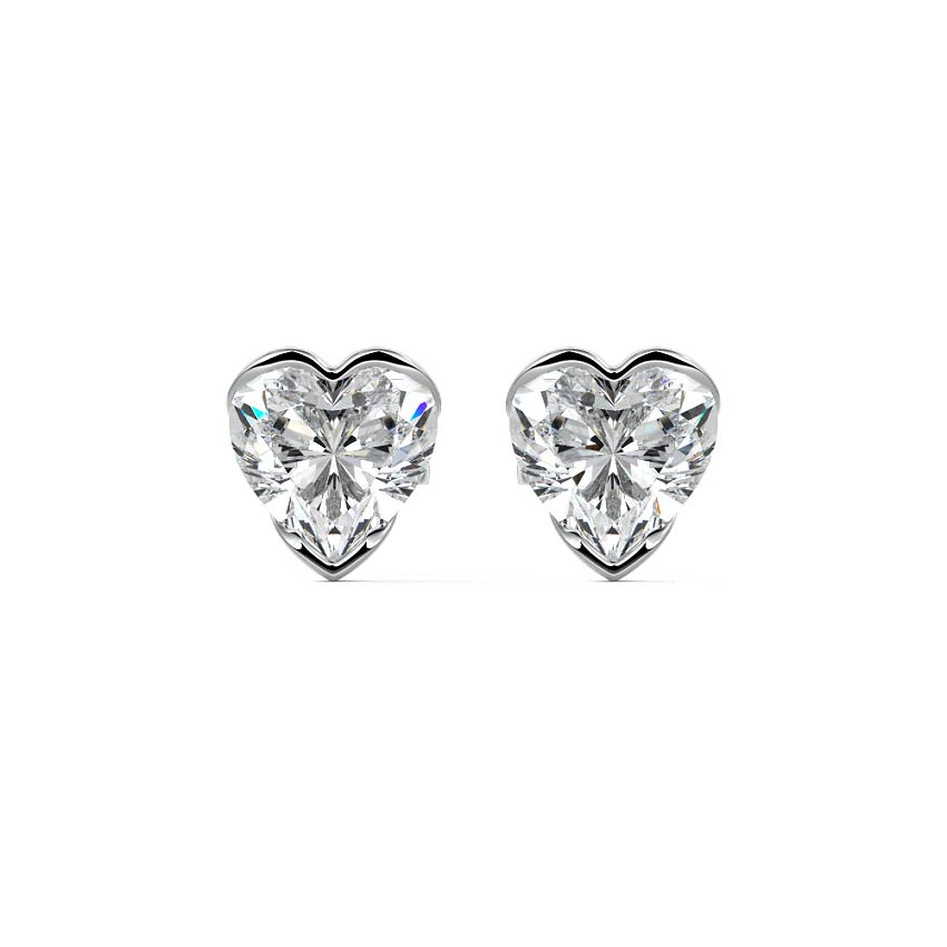Half Bezel Diamond Stud Earrings