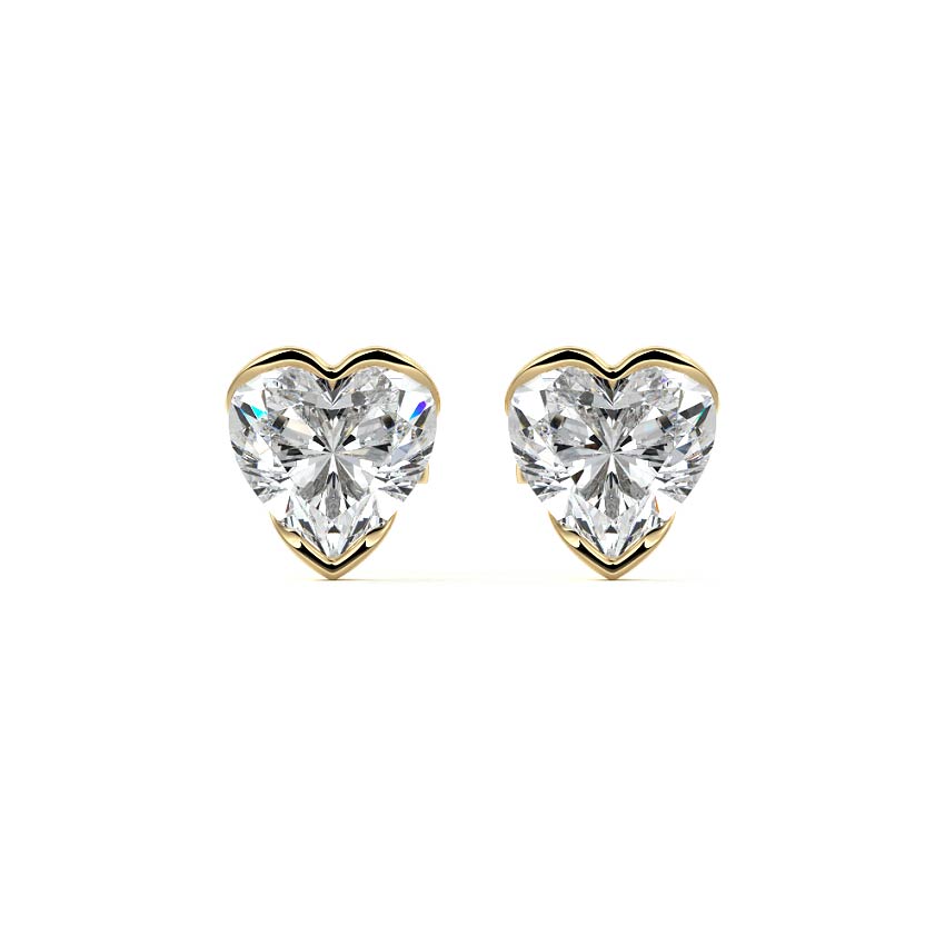 Half Bezel Diamond Stud Earrings