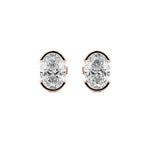 Half Bezel Diamond Stud Earrings