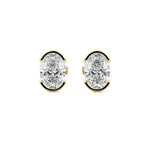 Half Bezel Diamond Stud Earrings