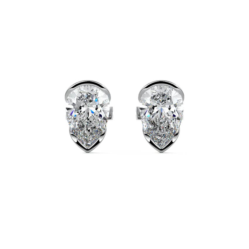 Half Bezel Diamond Stud Earrings