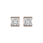 Half Bezel Diamond Stud Earrings