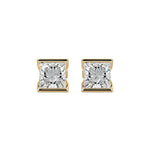 Half Bezel Diamond Stud Earrings