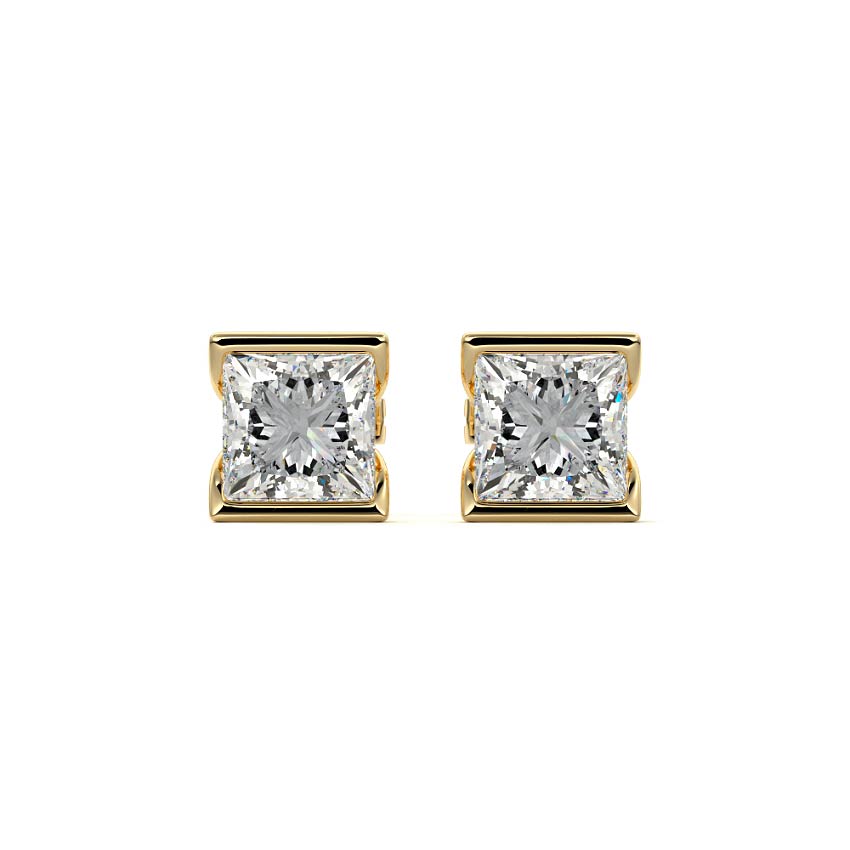 Half Bezel Diamond Stud Earrings