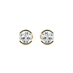 Half Bezel Diamond Stud Earrings