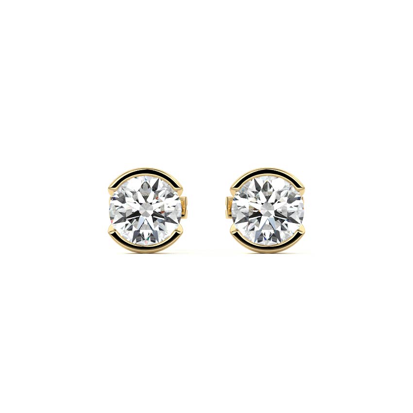 Half Bezel Diamond Stud Earrings