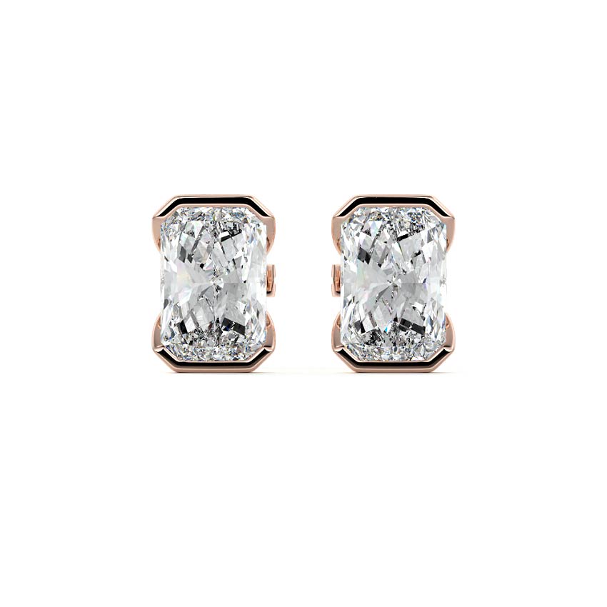 Half Bezel Diamond Stud Earrings
