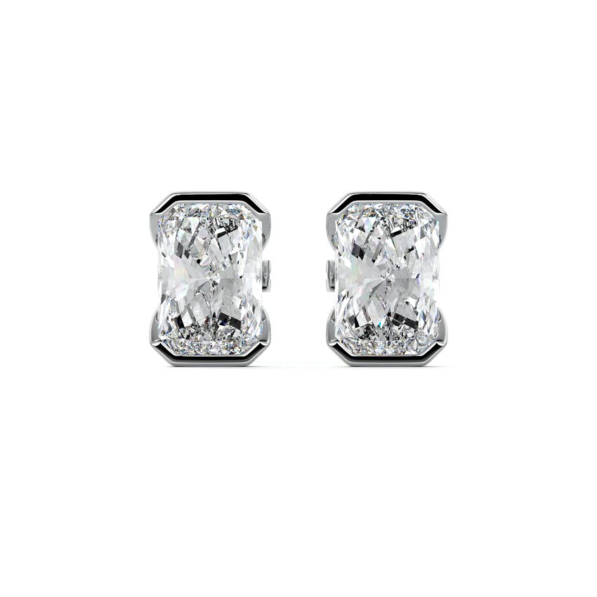 Half Bezel Diamond Stud Earrings