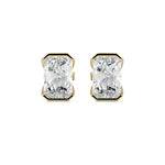 Half Bezel Diamond Stud Earrings