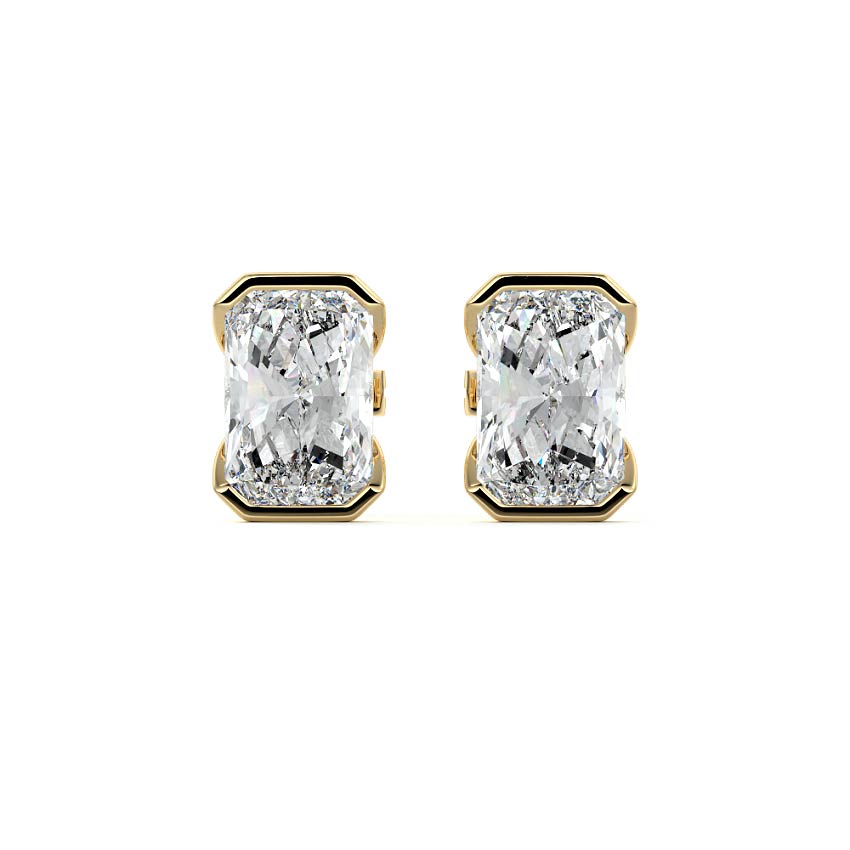 Half Bezel Diamond Stud Earrings
