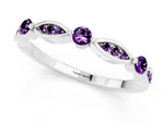 Alternating Marquise and Round Amethyst Milgrain Band in Platinum with Bezel Setting_1