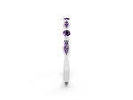 Alternating Marquise and Round Amethyst Milgrain Band in Platinum with Bezel Setting_2
