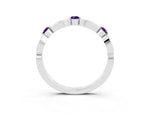 Alternating Marquise and Round Amethyst Milgrain Band in Platinum with Bezel Setting_3