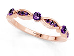 Alternating Marquise and Round Amethyst Milgrain Band in Rose gold with Bezel Setting_1