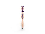 Alternating Marquise and Round Amethyst Milgrain Band in Rose gold with Bezel Setting_2
