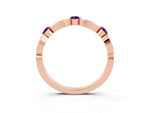 Alternating Marquise and Round Amethyst Milgrain Band in Rose gold with Bezel Setting_3