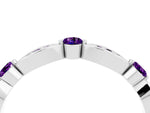 Alternating Marquise and Round Amethyst Milgrain Band in White gold with Bezel Setting_4