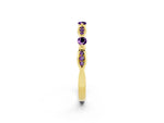 Alternating Marquise and Round Amethyst Milgrain Band in Yellow gold with Bezel Setting_2