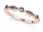 Alternating Marquise and Round Aquamarine Milgrain Band in Rose gold with Bezel Setting_1